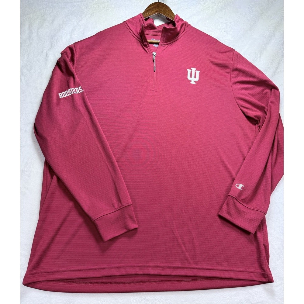 Champion Indiana Hoosiers Quarter Zip Pullover Shirt Men's XL Crimson Red IU